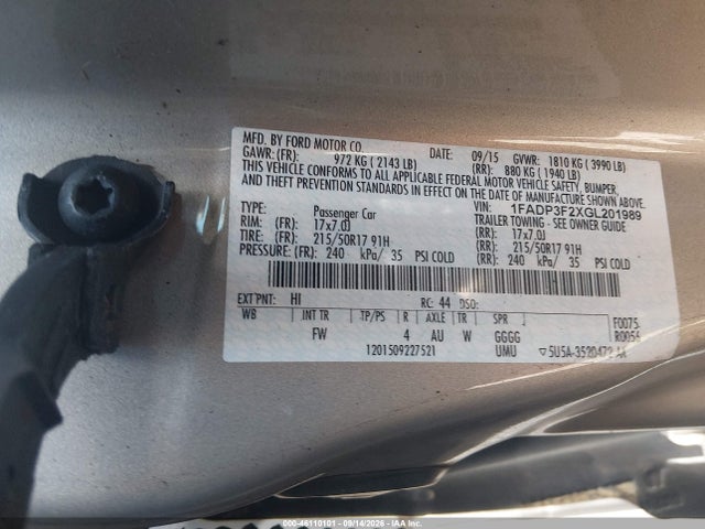 Продажа на аукционе авто 2016 Ford Focus Se, vin: 1FADP3F2XGL201989, номер лота: 46110101