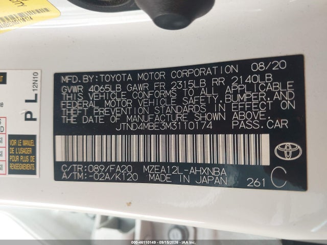 Toyota COROLLA SE 2021 JTND4MBE3M3110174 Image 9