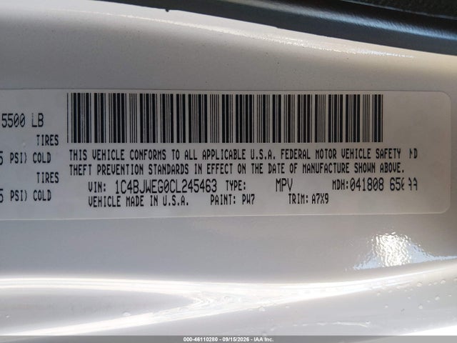 Aukcja sprzedaży 2012 Jeep Wrangler Unlimited Sahara, vin: 1C4BJWEG0CL245463, numer aukcji: 46110280