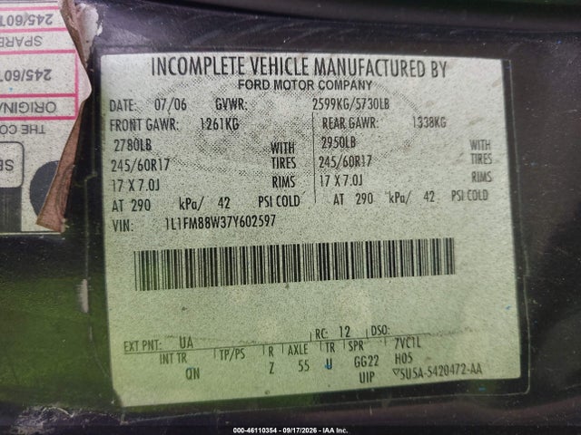 Продажа на аукционе авто 2007 Lincoln Town Car Executive, vin: 1L1FM88W37Y602597, номер лота: 46110354