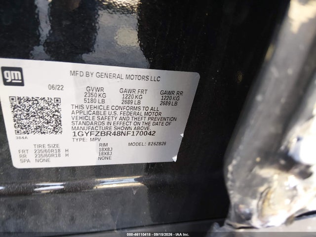 Продаж на аукціоні авто 2022 Cadillac Xt4 Awd Luxury, vin: 1GYFZBR48NF170042, номер лоту: 46110418