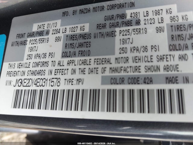 Aukcja sprzedaży 2014 Mazda Cx-5 Grand Touring, vin: JM3KE2DY4E0311578, numer aukcji: 46110482