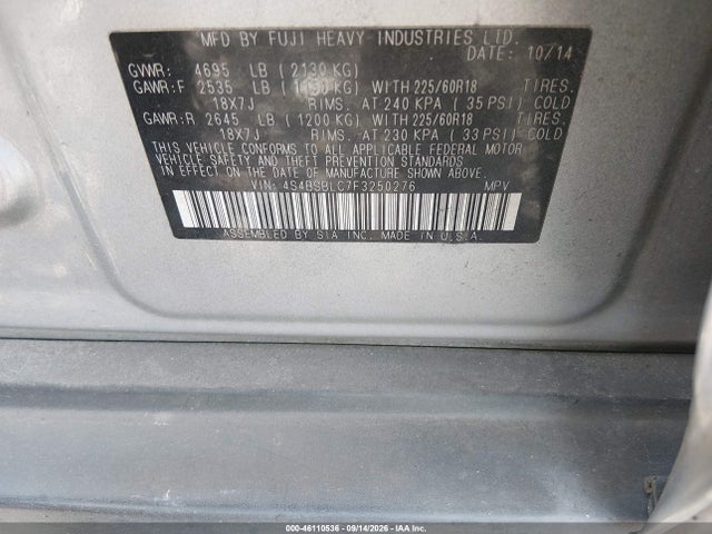 Продажа на аукционе авто 2015 Subaru Outback 2.5i Limited, vin: 4S4BSBLC7F3250276, номер лота: 46110536