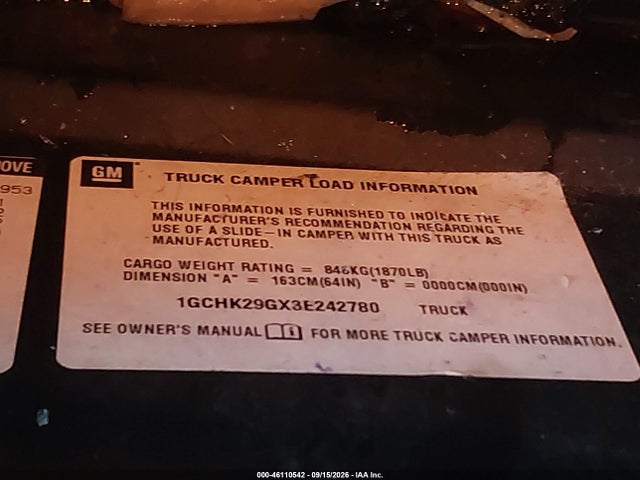 Aukcja sprzedaży 2003 Chevrolet Silverado 2500hd Ls, vin: 1GCHK29GX3E242780, numer aukcji: 46110542