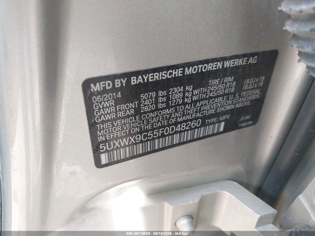Aukcja sprzedaży 2015 Bmw X3 Xdrive28i, vin: 5UXWX9C55F0D48260, numer aukcji: 46110559