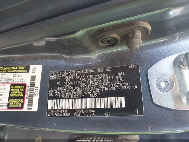46110561 :رقم المزاد ، 5TFRV54137X029132 vin ، 2007 Toyota Tundra Sr5 V8 مزاد بيع