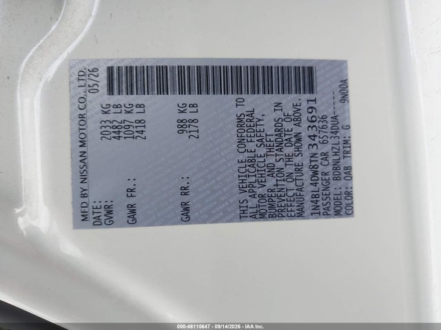 Nissan Altima Sv Awd 2026 1N4BL4DW8TN343691 Image 9