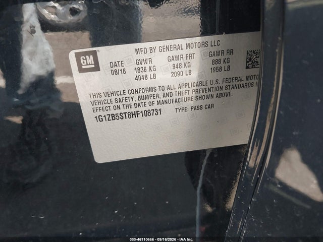 Продажа на аукционе авто 2017 Chevrolet Malibu Ls, vin: 1G1ZB5ST8HF108731, номер лота: 46110666