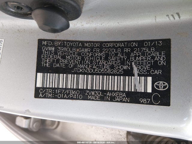 Продаж на аукціоні авто 2013 Toyota Prius Three, vin: JTDKN3DU5D5582825, номер лоту: 46110729