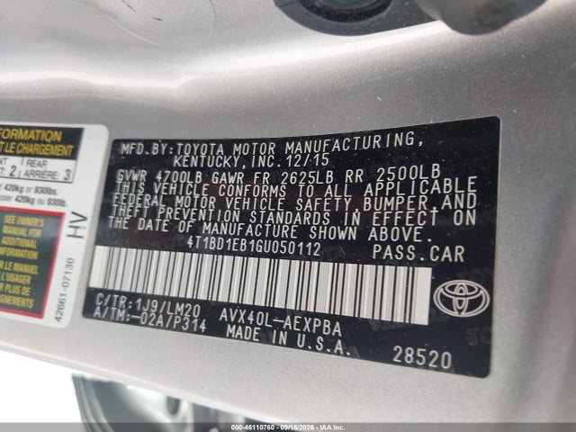 Aukcja sprzedaży 2016 Toyota Avalon Hybrid Limited, vin: 4T1BD1EB1GU050112, numer aukcji: 46110760