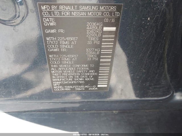 2016 Nissan Rogue S მანქანა იყიდება აუქციონზე, vin: KNMAT2MTXGP677165, აუქციონის ნომერი: 46110783