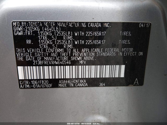 Toyota RAV4 LE 2017 2T3BFREVXHW640546 Image 9