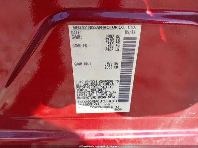 Aukcja sprzedaży 2015 Nissan Leaf Sv, vin: 1N4AZ0CP8FC301499, numer aukcji: 46110804