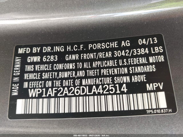 Продаж на аукціоні авто 2013 Porsche Cayenne Diesel, vin: WP1AF2A26DLA42514, номер лоту: 46110833