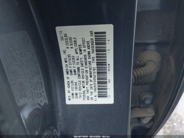 Продажа на аукционе авто 2015 Honda Accord Sport, vin: 1HGCR2F50FA275762, номер лота: 46110839