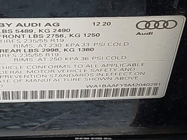 Aukcja sprzedaży 2021 Audi Q5 Premium Plus 45 Tfsi Quattro S Tronic, vin: WA1BAAFY5M2040281, numer aukcji: 46110849
