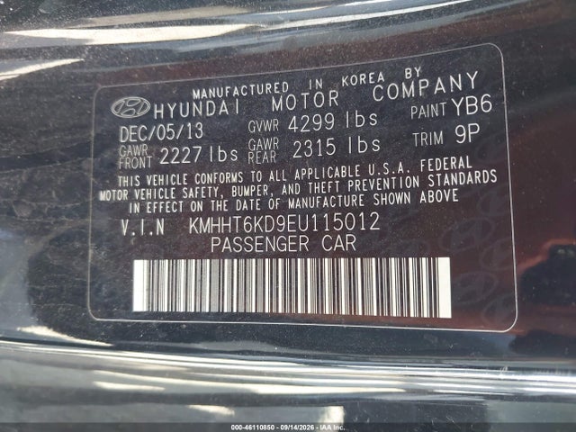 Aukcja sprzedaży 2014 Hyundai Genesis 2.0t R-spec, vin: KMHHT6KD9EU115012, numer aukcji: 46110850