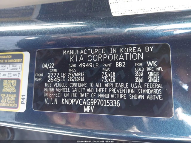 Aukcja sprzedaży 2023 Kia Sportage Hybrid Ex, vin: KNDPVCAG9P7015336, numer aukcji: 46110967