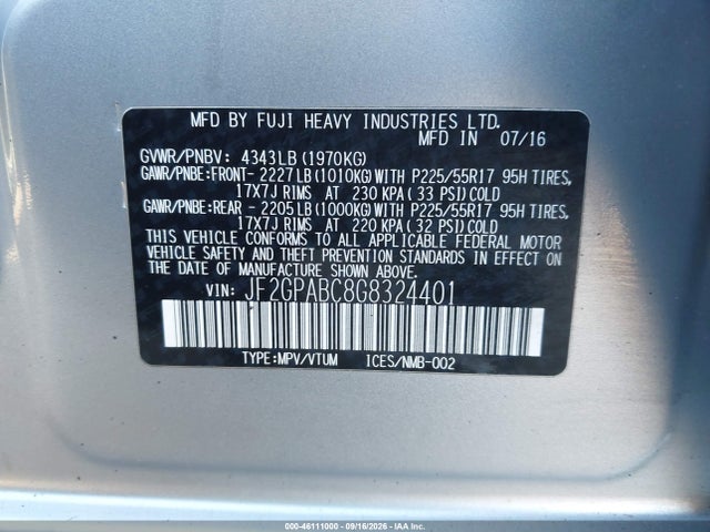 Subaru Crosstrek 2.0i Premium 2016 JF2GPABC8G8324401 Image 9