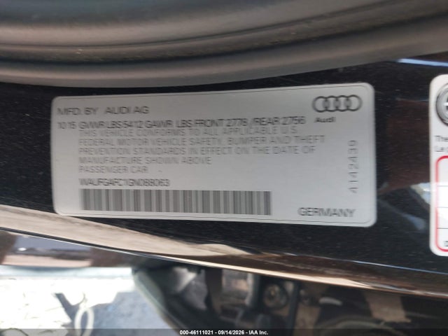 2016 Audi A6 3.0t Premium Plus მანქანა იყიდება აუქციონზე, vin: WAUFGAFC1GN088063, აუქციონის ნომერი: 46111021