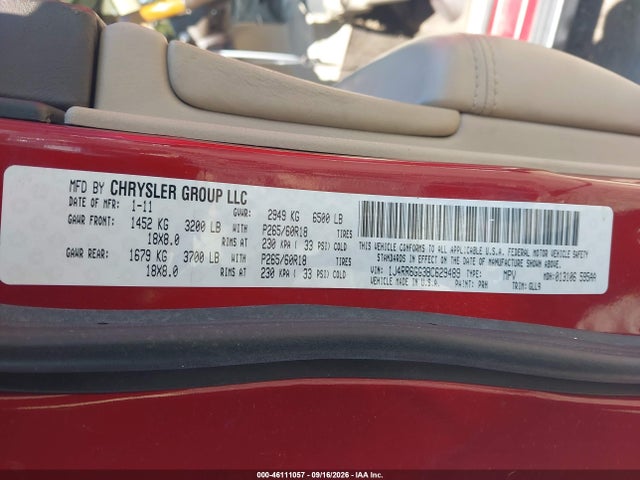 Продаж на аукціоні авто 2011 Jeep Grand Cherokee Overland, vin: 1J4RR6GG3BC629489, номер лоту: 46111057