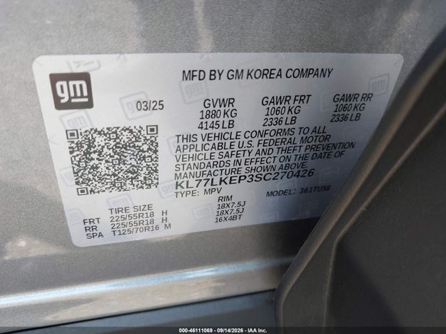 Chevrolet Trax Fwd Activ 2025 KL77LKEP3SC270426 Image 9