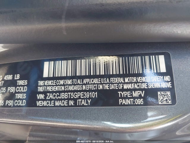Aukcja sprzedaży 2016 Jeep Renegade Latitude, vin: ZACCJBBT5GPE39101, numer aukcji: 46111079