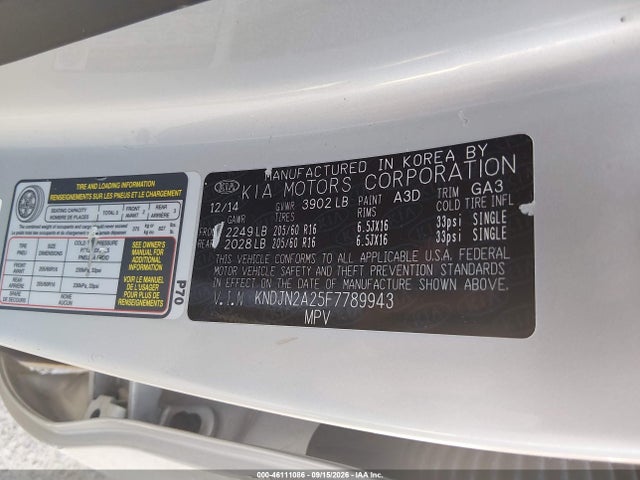 Продаж на аукціоні авто 2015 Kia Soul, vin: KNDJN2A25F7789943, номер лоту: 46111086