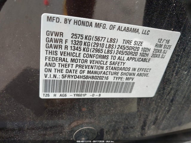 Продажа на аукционе авто 2017 Acura Mdx Technology Package, vin: 5FRYD4H58HB020216, номер лота: 46111114