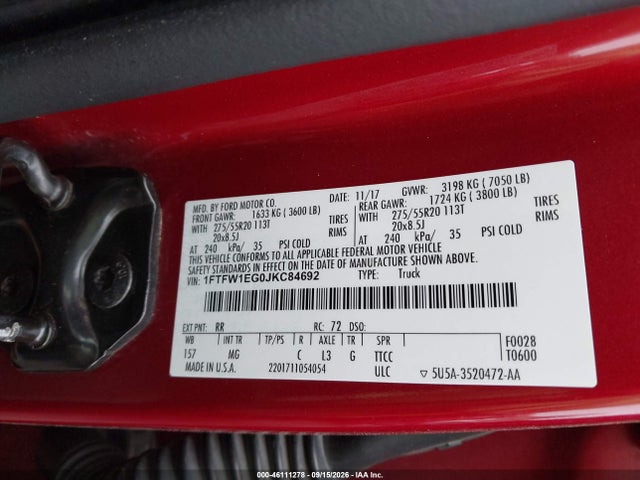 Ford F-150 Xlt 2018 1FTFW1EG0JKC84692 Image 9