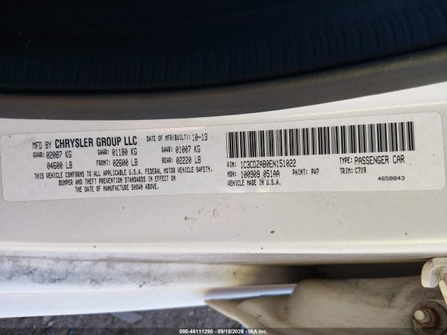 Продаж на аукціоні авто 2014 Dodge Avenger Se, vin: 1C3CDZAB0EN151022, номер лоту: 46111290
