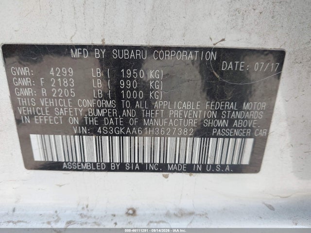 Subaru Impreza 2.0i 2017 4S3GKAA61H3627382 Image 9