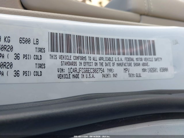 Aukcja sprzedaży 2014 Jeep Grand Cherokee Overland, vin: 1C4RJFCG6EC302754, numer aukcji: 46111334