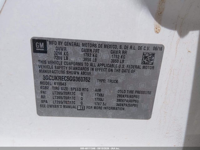 Chevrolet Silverado 1500 1lt 2016 3GCUKREC5GG360762 Image 9
