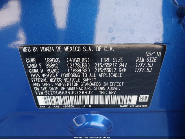 Aukcja sprzedaży 2018 Honda Hr-v Lx, vin: 3CZRU6H34JG726402, numer aukcji: 46111379