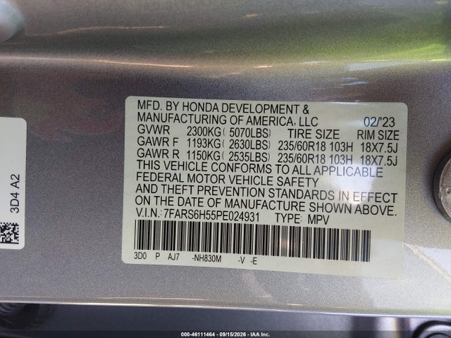 Продаж на аукціоні авто 2023 Honda Cr-v Hybrid Sport, vin: 7FARS6H55PE024931, номер лоту: 46111464