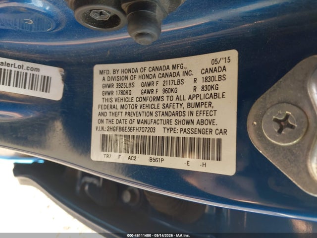 Honda CIVIC SI 2015 2HGFB6E56FH707203 Image 9