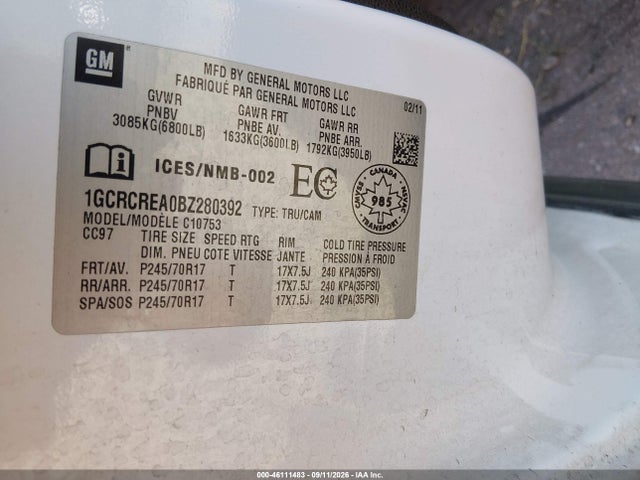 Продаж на аукціоні авто 2011 Chevrolet Silverado 1500 Ls, vin: 1GCRCREA0BZ280392, номер лоту: 46111483