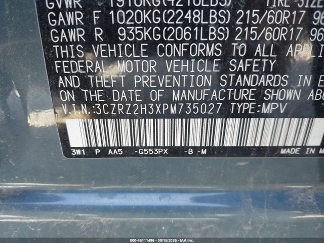2023 Honda Hr-v Awd Lx მანქანა იყიდება აუქციონზე, vin: 3CZRZ2H3XPM735027, აუქციონის ნომერი: 46111496