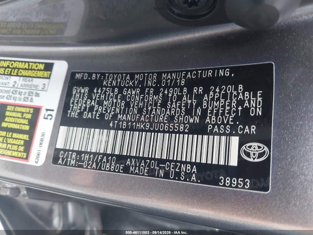 Toyota CAMRY LE 2018 4T1B11HK9JU065582 Image 9