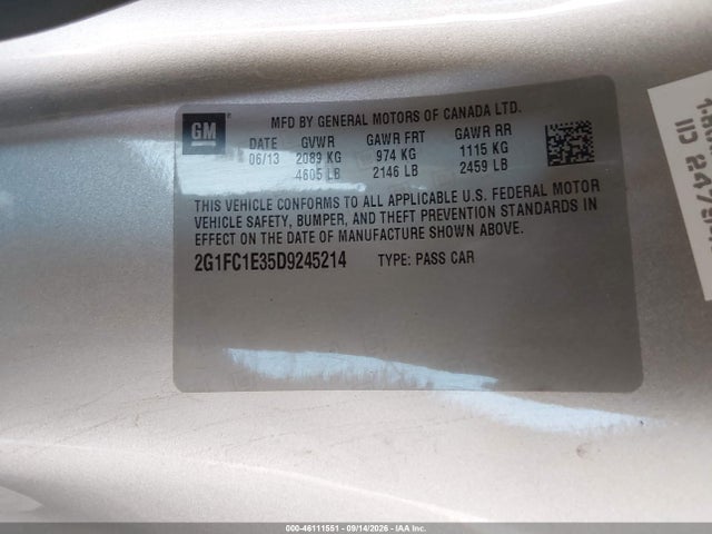 Aukcja sprzedaży 2013 Chevrolet Camaro 2lt, vin: 2G1FC1E35D9245214, numer aukcji: 46111551