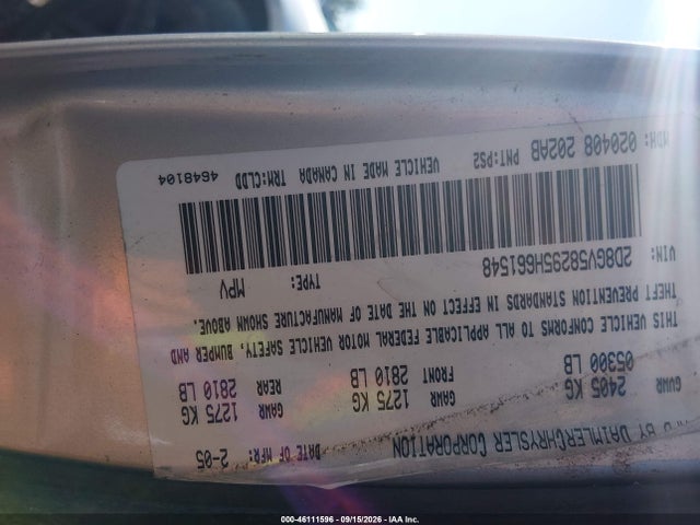 46111596 :رقم المزاد ، 2D8GV58295H661548 vin ، 2005 Dodge Magnum Rt مزاد بيع