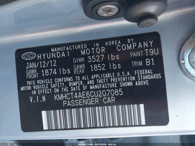 Aukcja sprzedaży 2012 Hyundai Accent Gls, vin: KMHCT4AE6CU207085, numer aukcji: 46111646
