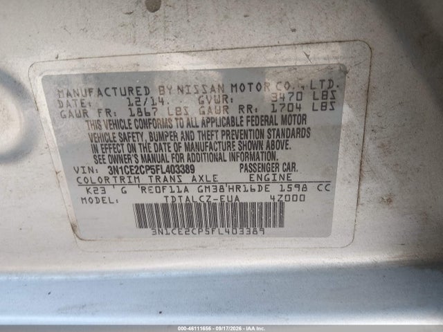 Nissan Versa Note S Plus 2015 3N1CE2CP5FL403389 Image 9
