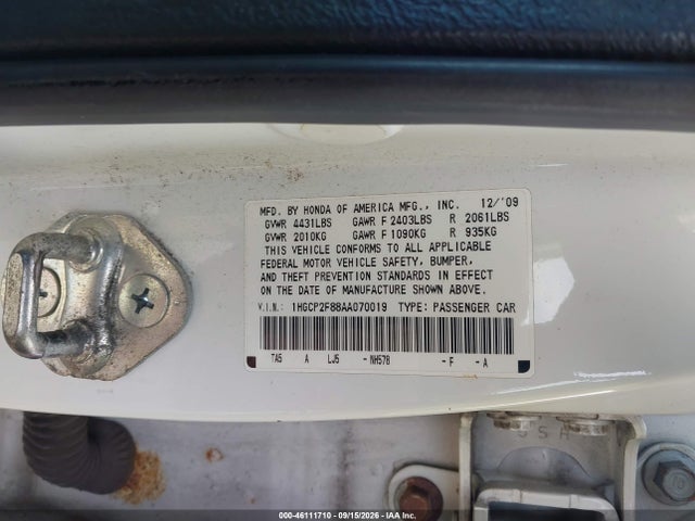 Продажа на аукционе авто 2010 Honda Accord 2.4 Ex-l, vin: 1HGCP2F88AA070019, номер лота: 46111710