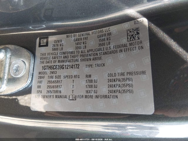 Aukcja sprzedaży 2016 Gmc Canyon Sle, vin: 1GTH6CE39G1214172, numer aukcji: 46111731