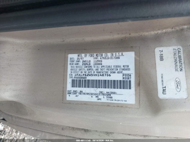46111749 :رقم المزاد ، 1FALP62W5VH148706 vin ، 1997 Ford Thunderbird Lx مزاد بيع
