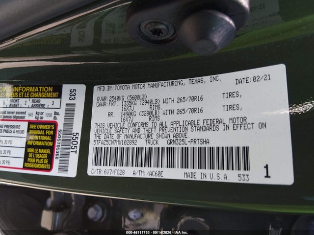 5TFAZ5CN7MX102892 Toyota Tacoma Sr5 V6