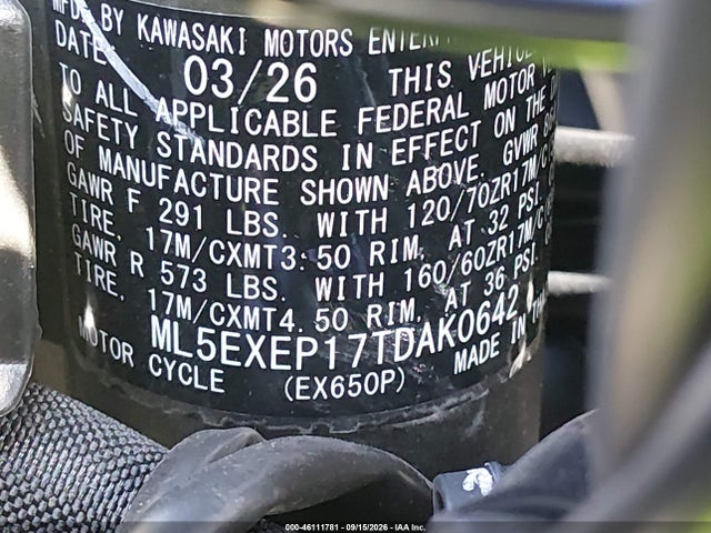 Kawasaki Ex650 P 2026 ML5EXEP17TDAK0642 Image 10