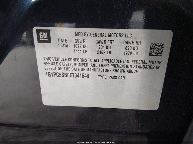 Продажа на аукционе авто 2014 Chevrolet Cruze 1lt Auto, vin: 1G1PC5SB0E7341648, номер лота: 46111833